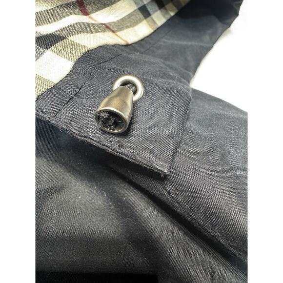 Burberry VTG Black Nova Check Removable Hood Rain Jacket Women’s Large - Picture 4 of 10